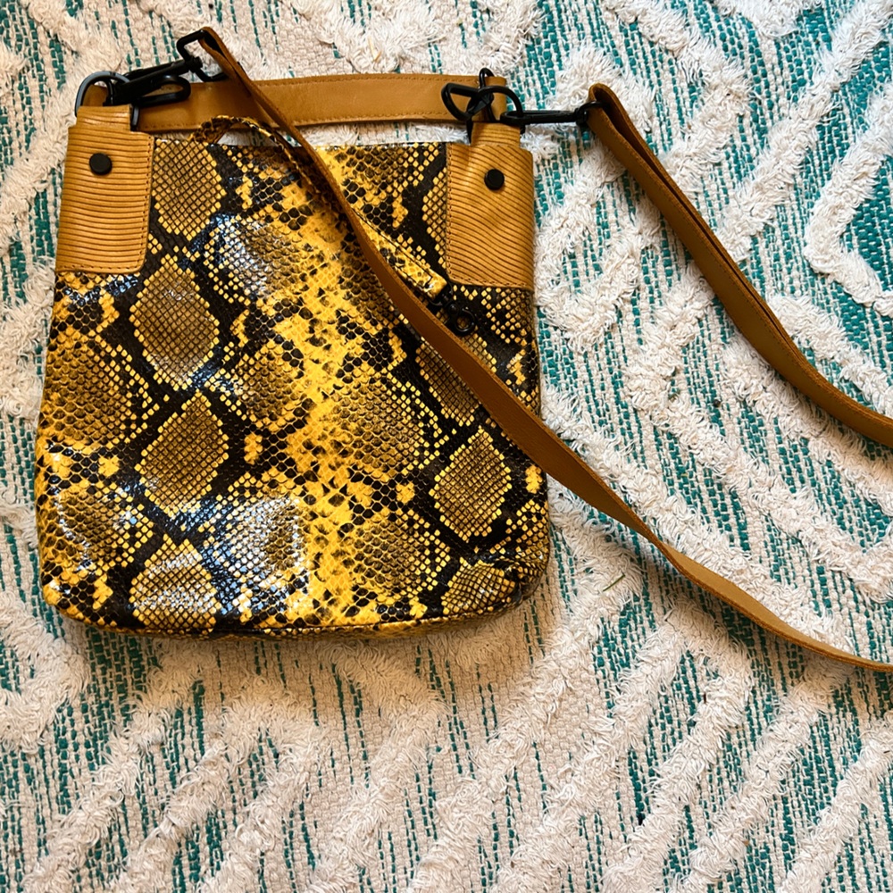 Daniella Lehavi yellow snakeskin crossbody bag